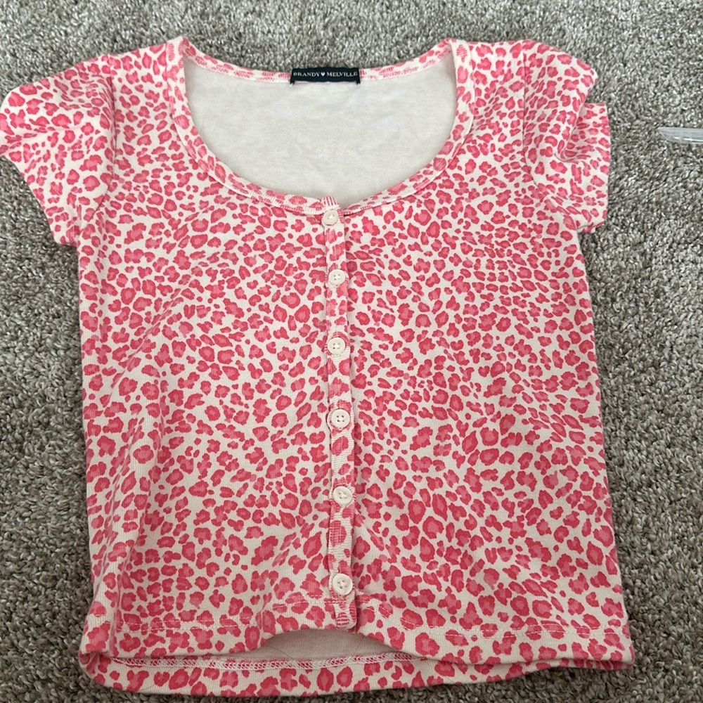pink cheetah print brandy melville crop top